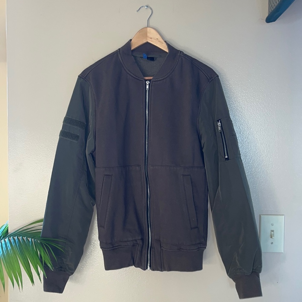 Olive Green Full Zip Bomber Jacket
